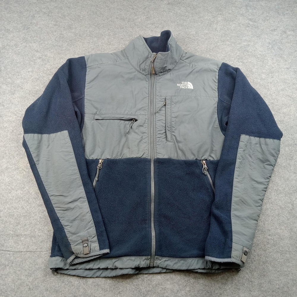 North Face Jacket Mens Small Blue Gray Fleece Polartec Full‎ Zip Windbreaker